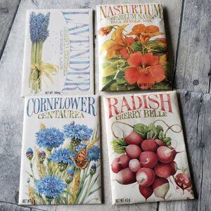 Vintage Hallmark Marjolein Bastin Set of 4 Paper Seed Packets - décor images